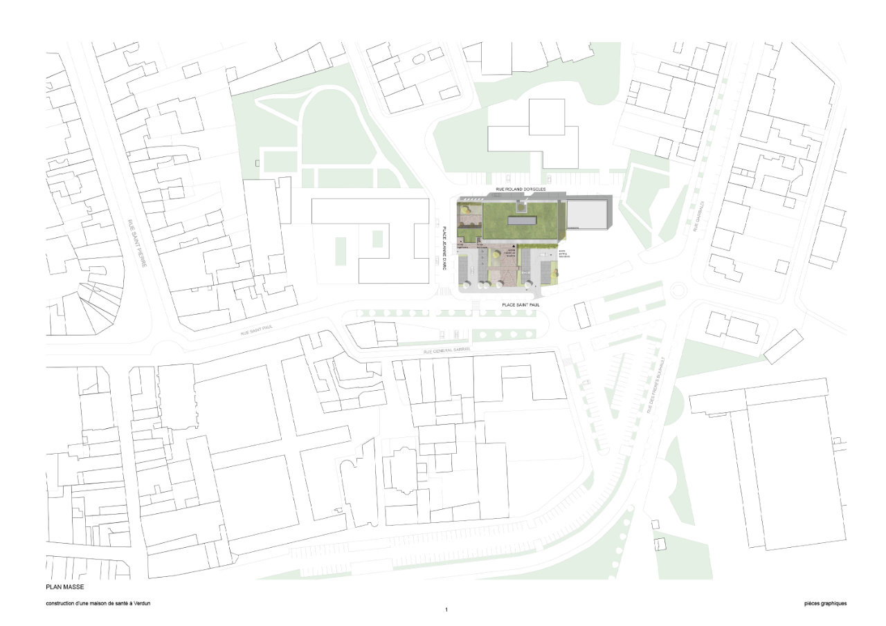 Plan de masse d'une maison de santé à Verdun