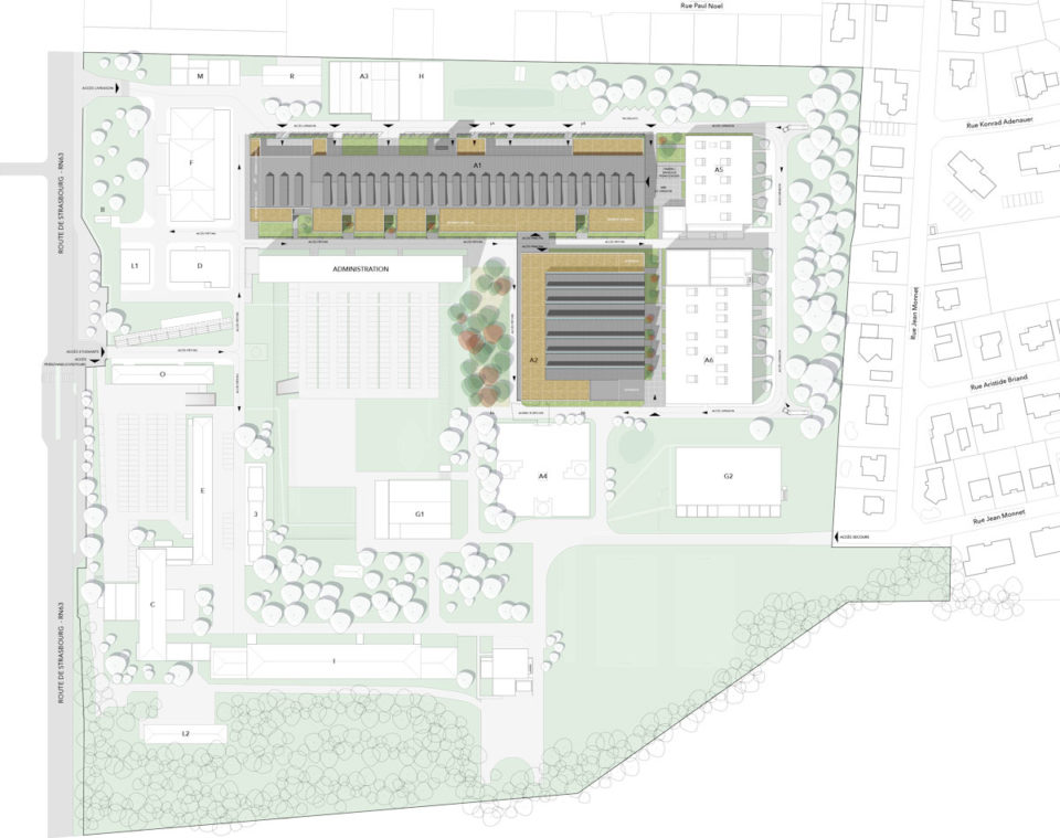 Plan masse du lycée Heinrich Nessel à Haguenau