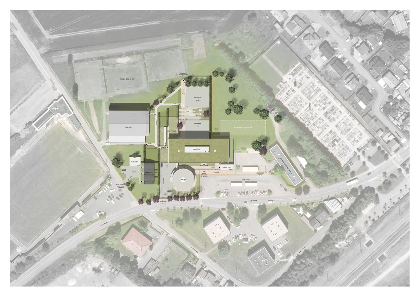 Plan de masse du collège Marie Curie à Fontoy en Moselle