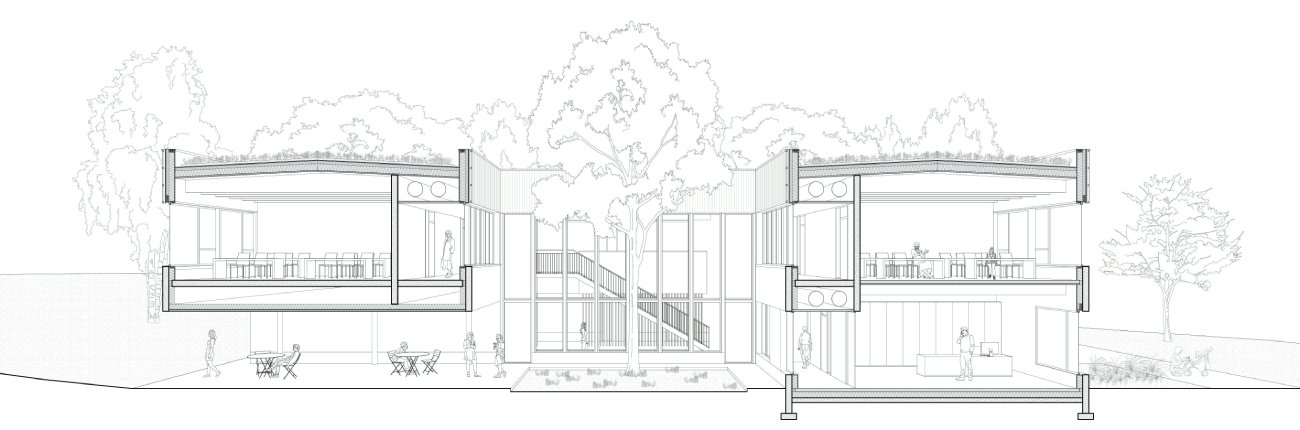 Coupe du projet de construction d'un pôle de formation à Behren-lès-Forbach (57)