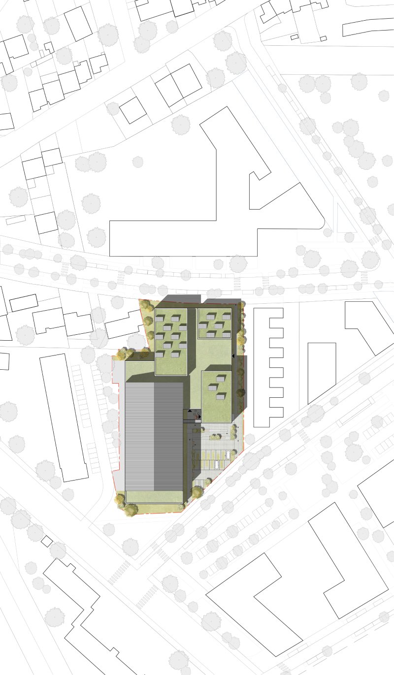 Plan de masse du projet de restructuration et extension du Gymnase Europe à Laxou