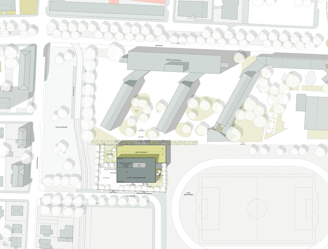plan de masse du restaurant scolaire Reuss à Strasbourg