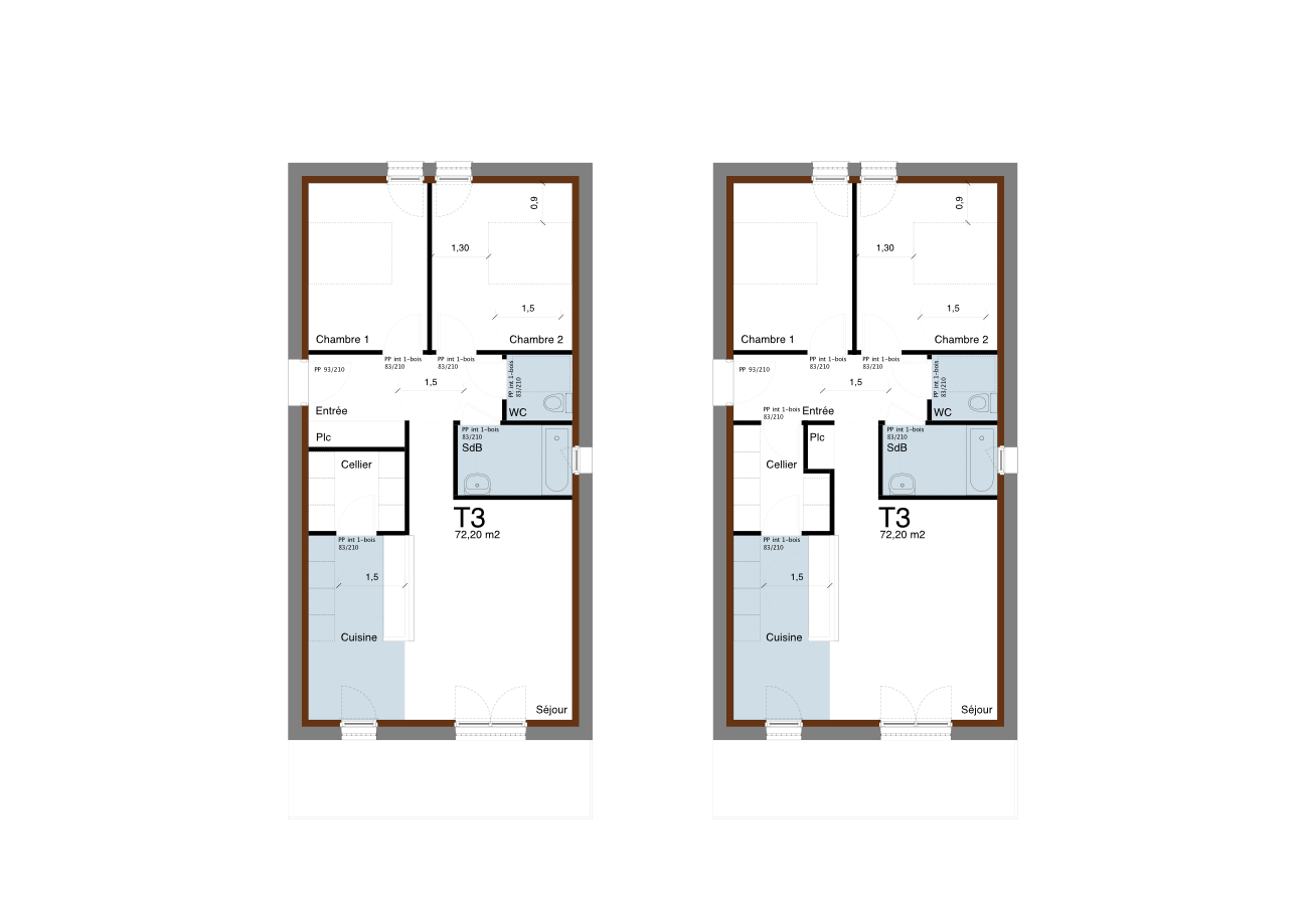 Plans T3 logements BBC à Golbey (88)