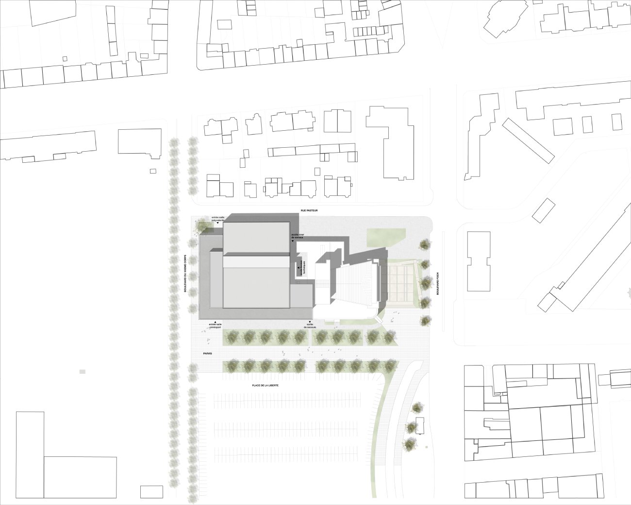 Plan de masse du projet de complexe sportif Jean Burger à Thionville (57)