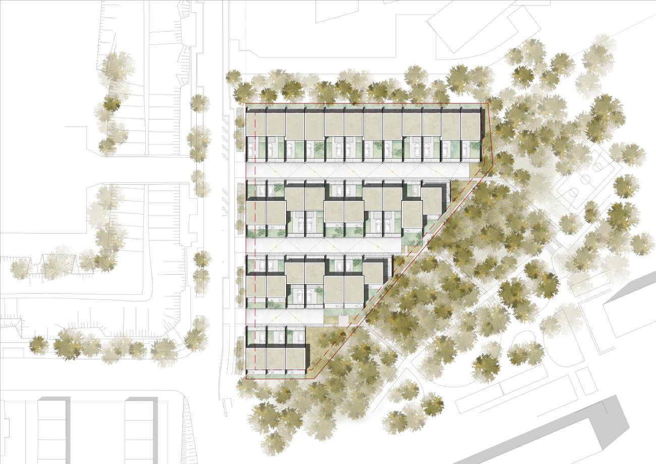 Plan de masse du projet de construction de 32 logements individuels à Maxéville (54)