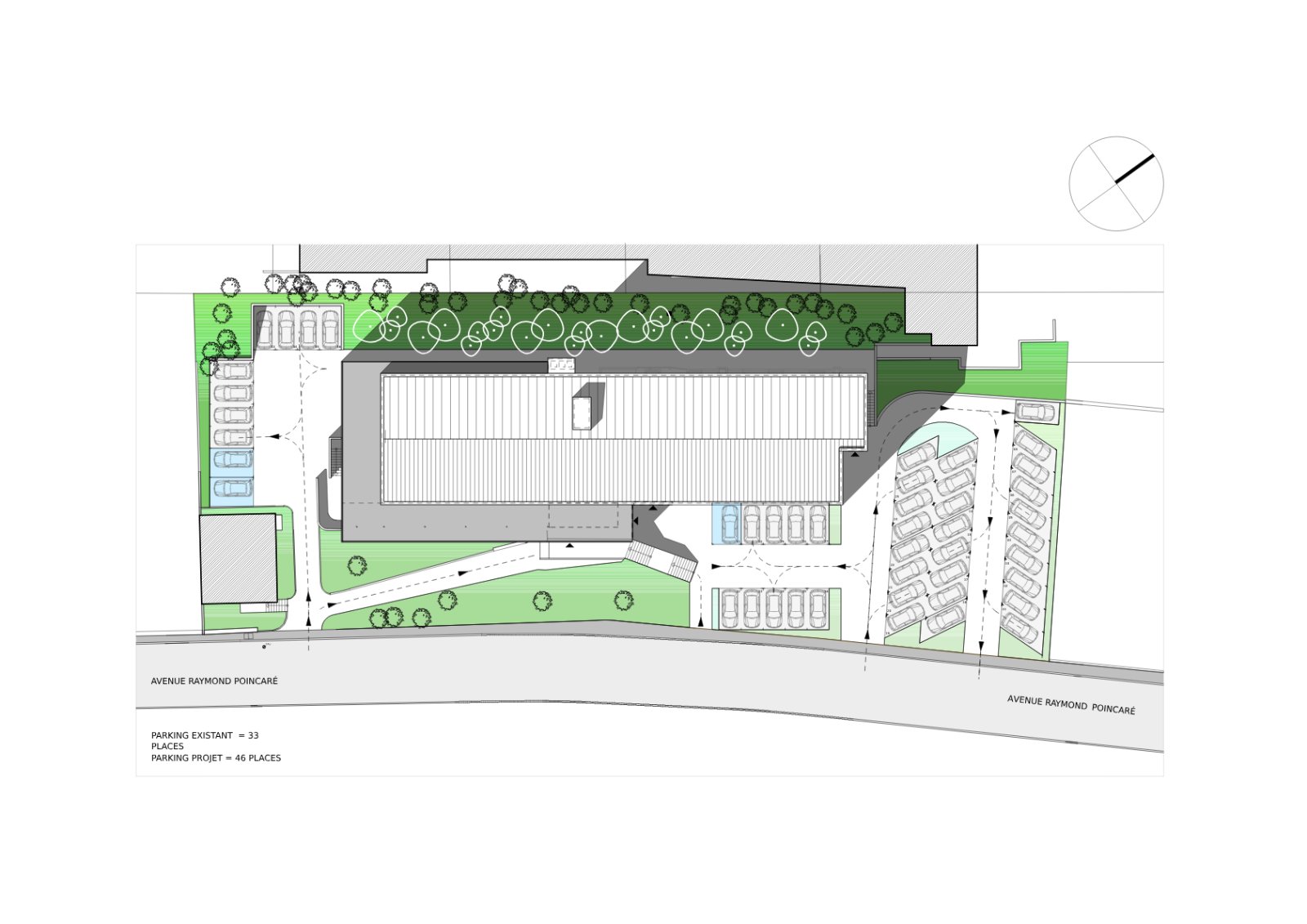 Plan de masse du projet de réhabilitation du bâtiment Poincaré de la CPAM de Meurthe et Moselle (54)