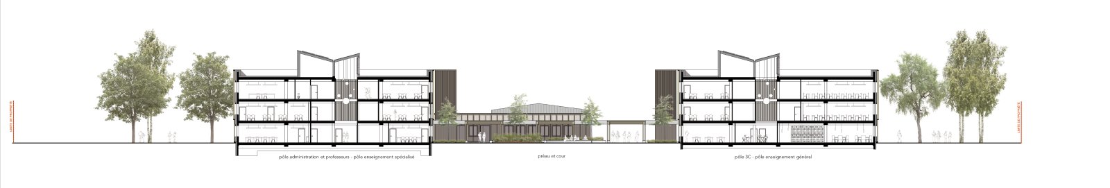 coupe du projet de restructuration du collège Les Tilleuls à Commercy (55)