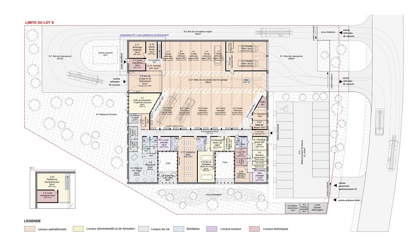 KL Architectes plan caserne SDIS Audun-le-Tiche