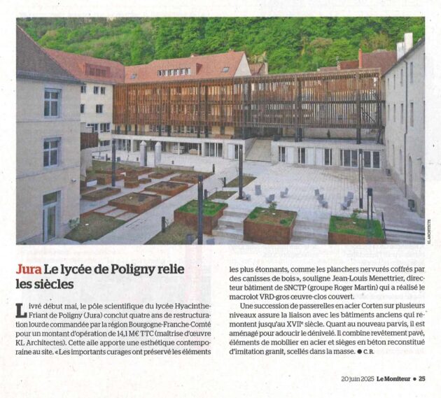 Lycée Hyacinthe Friant Poligny KL Architectes Le Moniteur Article